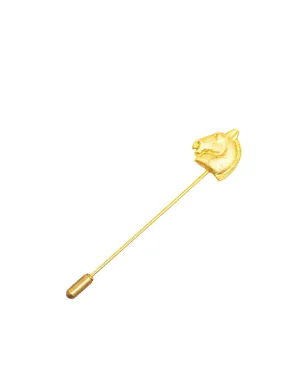 Gold Plated Large Cheval Pin Brooch with Push Lock Closure
