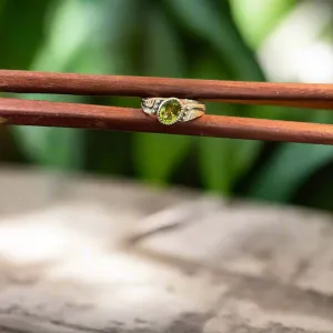 Hand Crafted Peridot Ring Set In Sterling Silver-Size 9.5