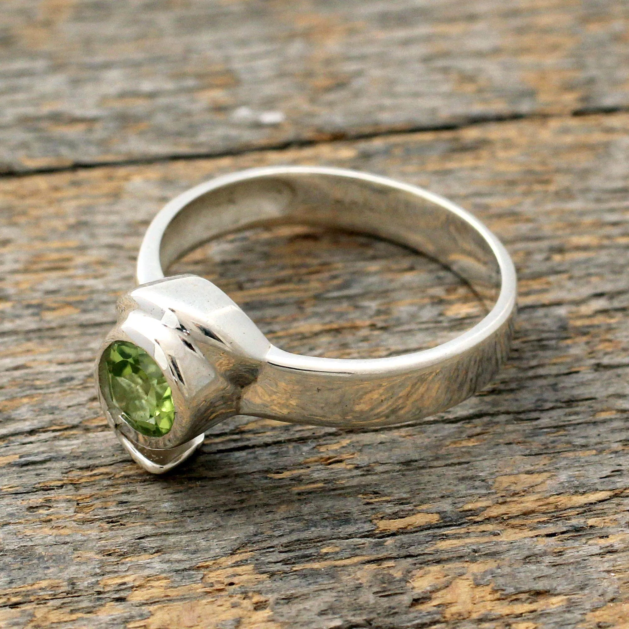 Handcrafted Sterling Silver Peridot Ring - Sea of Love | NOVICA