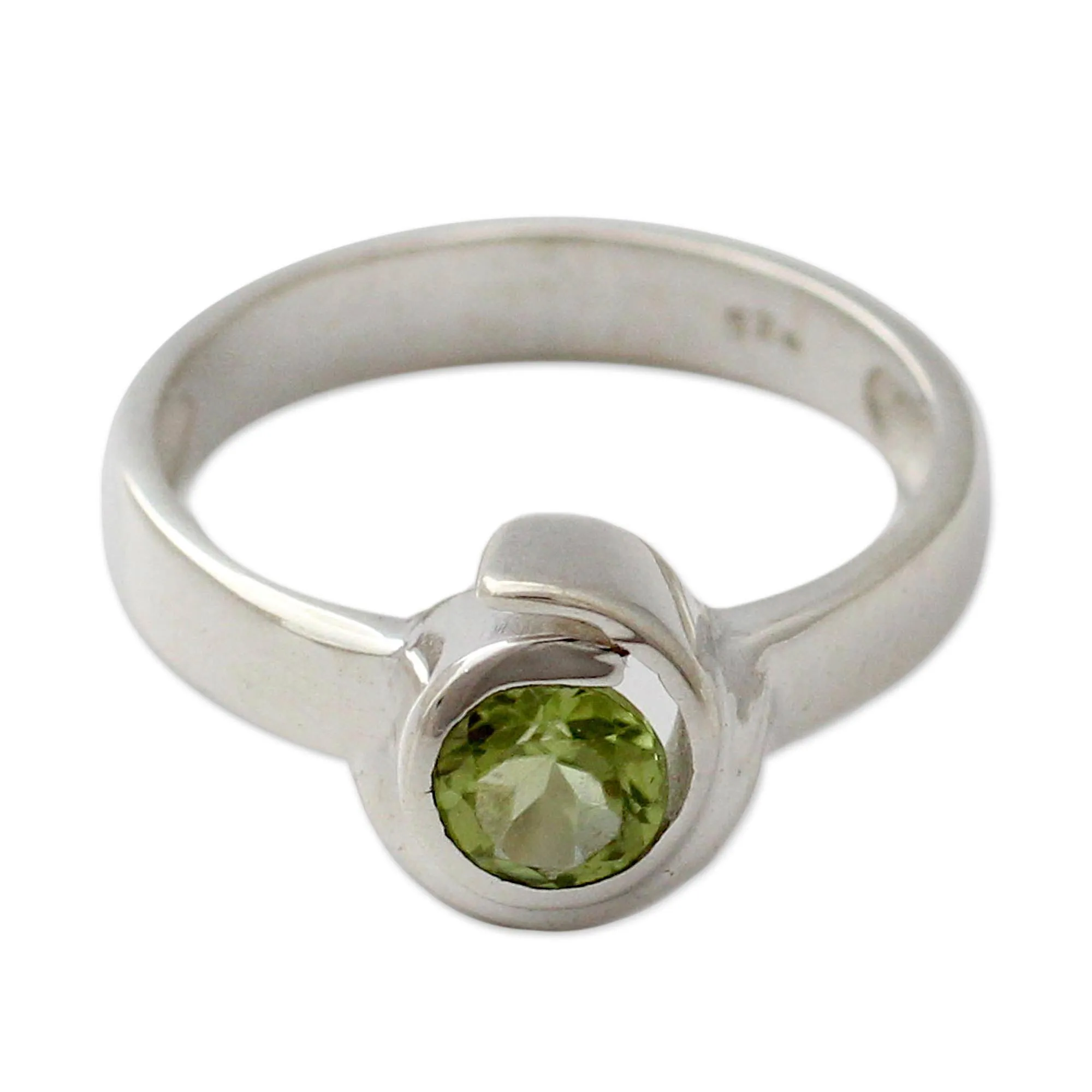Handcrafted Sterling Silver Peridot Ring - Sea of Love | NOVICA