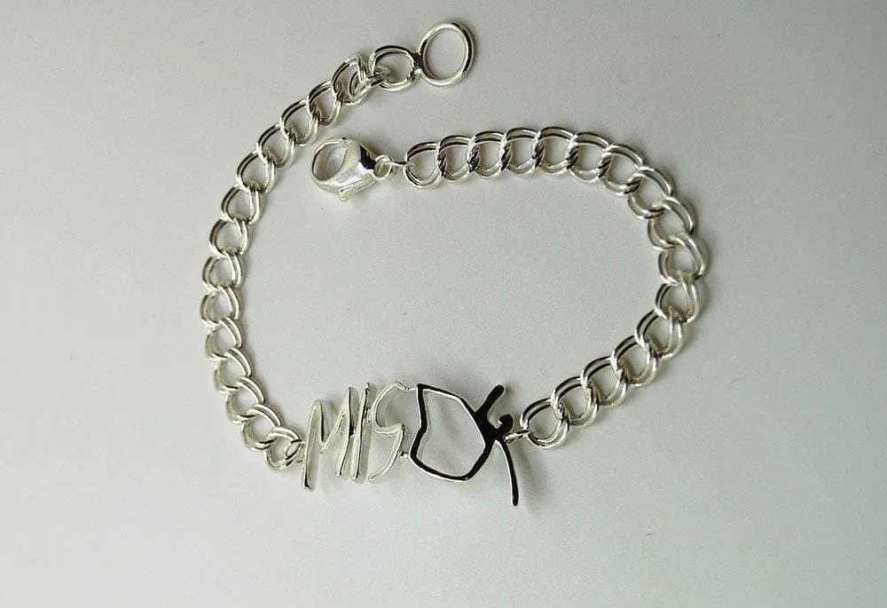 Handwriting Bracelet for Men: Sterling Silver Personalized Handwritten Jewelry for Men, Dad Bracelet