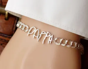 Handwriting Bracelet for Men: Sterling Silver Personalized Handwritten Jewelry for Men, Dad Bracelet