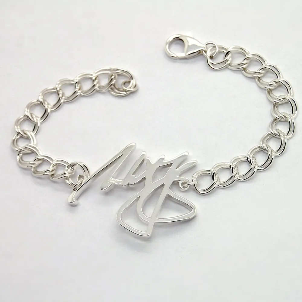 Handwriting Bracelet for Men: Sterling Silver Personalized Handwritten Jewelry for Men, Dad Bracelet