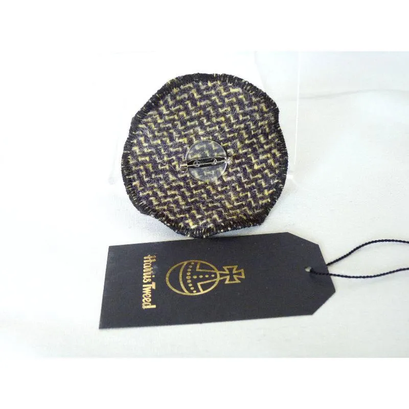 Harris Tweed Three Layer Brooch - Grey Lemon & Black