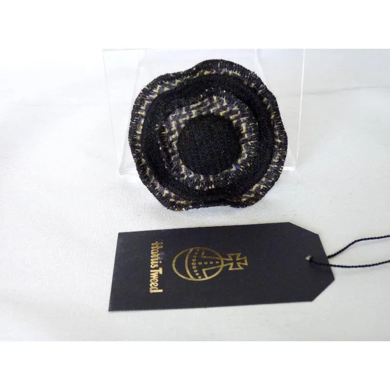 Harris Tweed Three Layer Brooch - Grey Lemon & Black