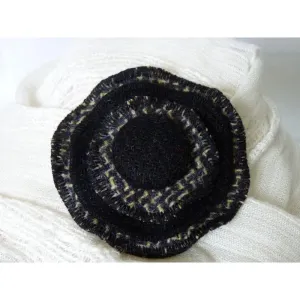 Harris Tweed Three Layer Brooch - Grey Lemon & Black