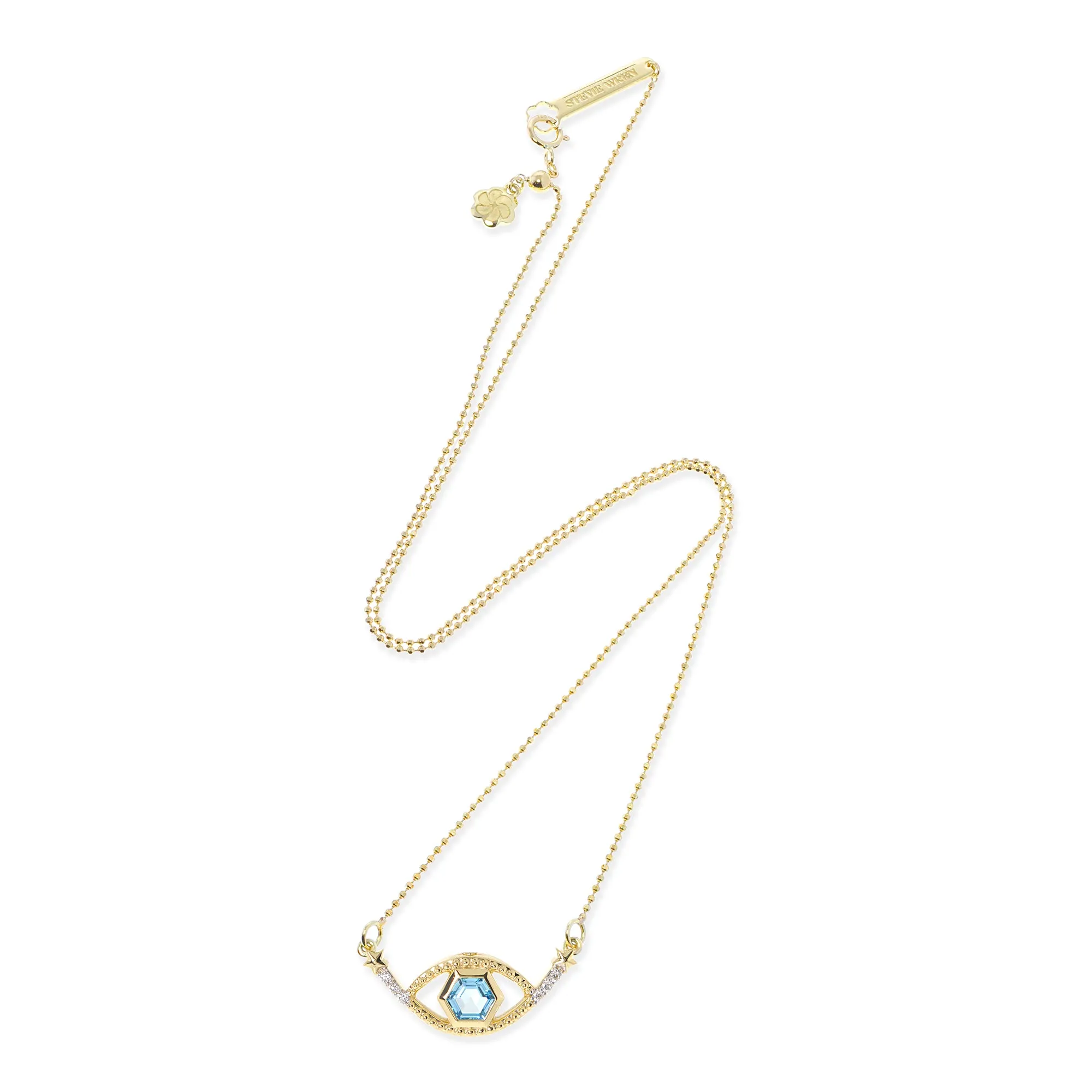 Honeycomb Gemstone & Diamond 18K Evil Eye Necklace