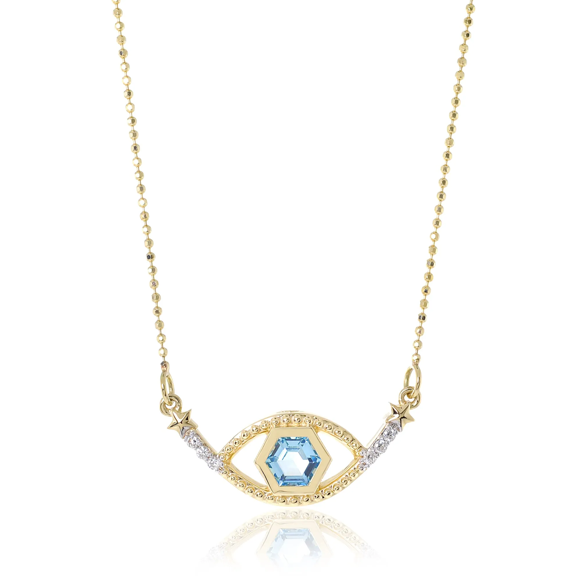 Honeycomb Gemstone & Diamond 18K Evil Eye Necklace