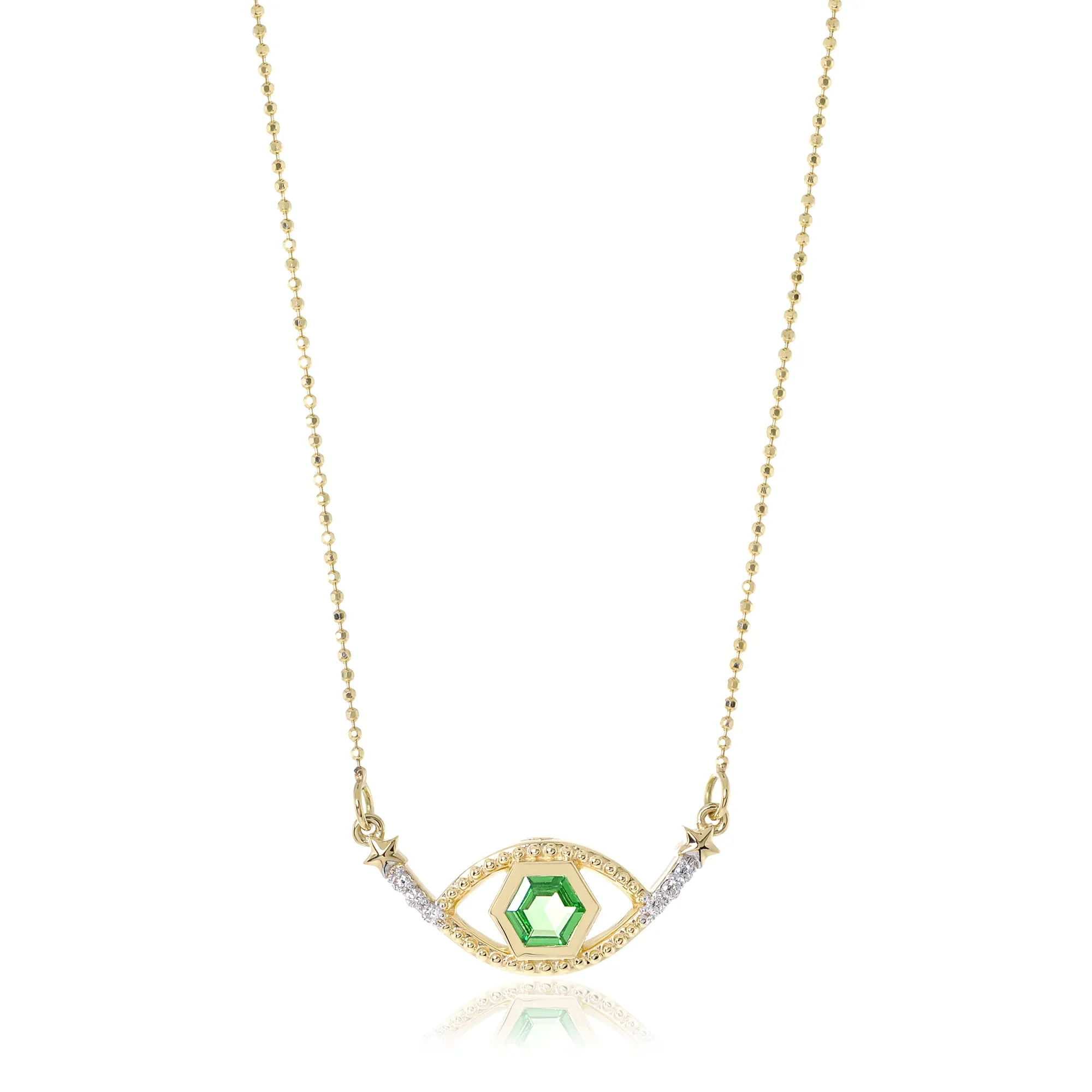 Honeycomb Gemstone & Diamond 18K Evil Eye Necklace