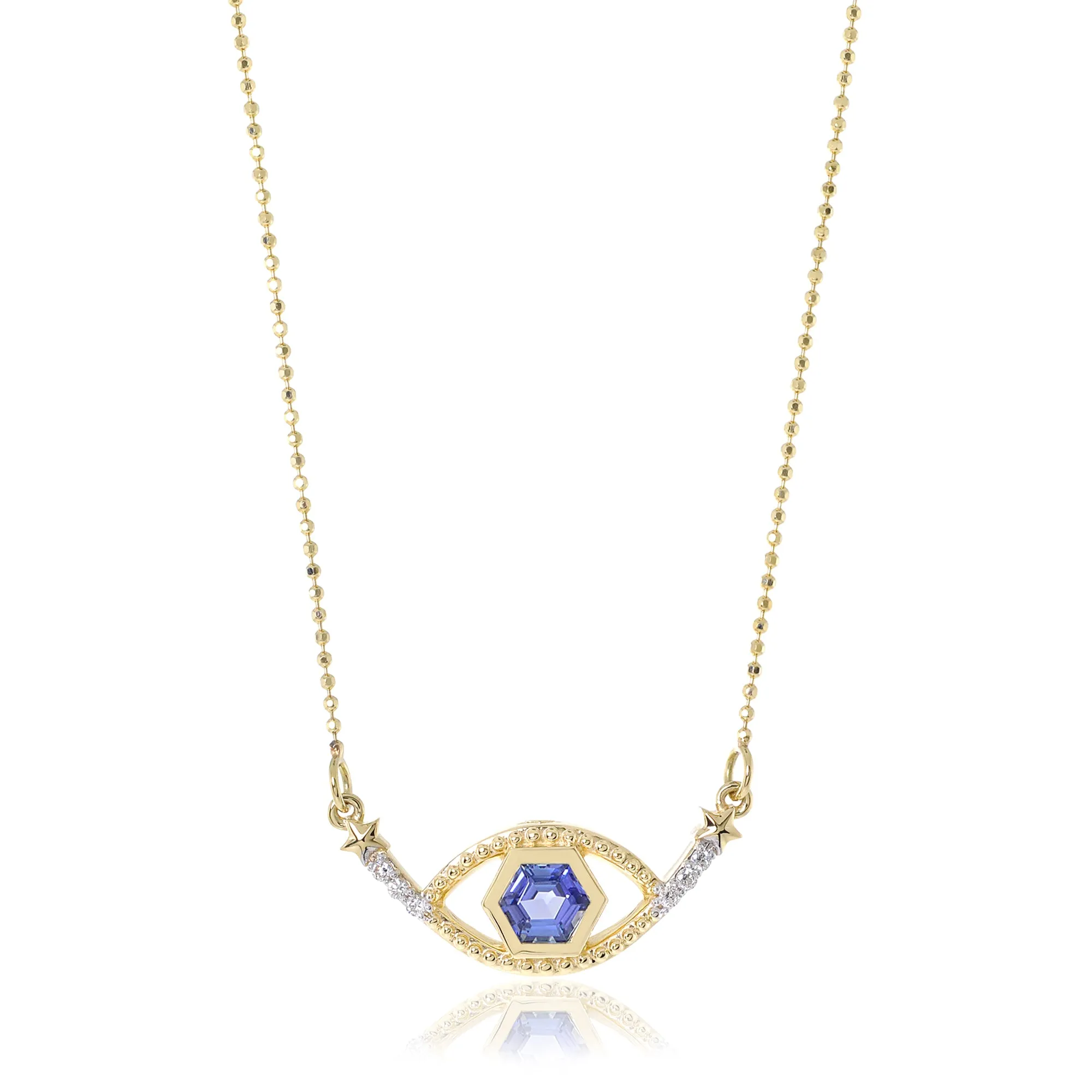Honeycomb Gemstone & Diamond 18K Evil Eye Necklace