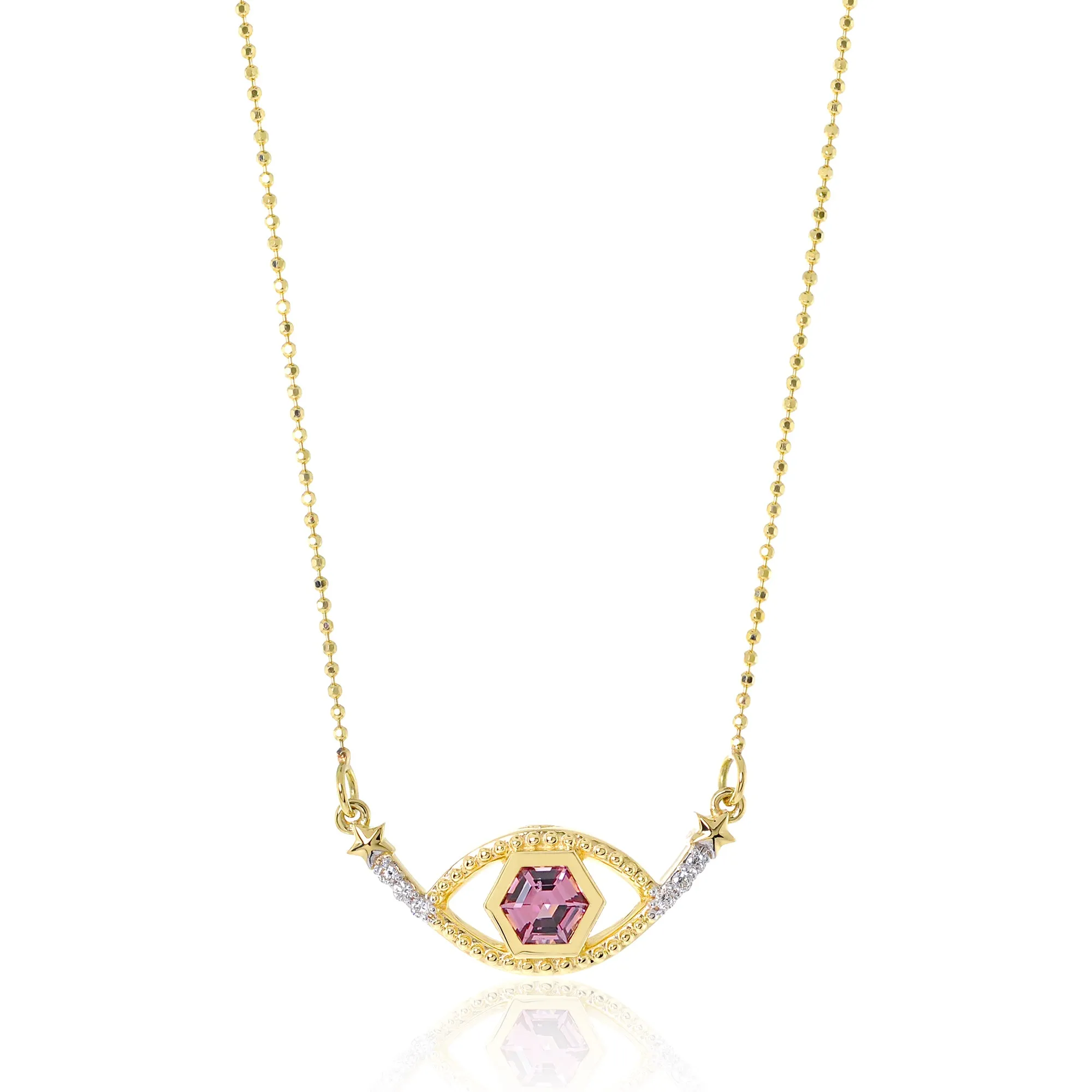 Honeycomb Gemstone & Diamond 18K Evil Eye Necklace