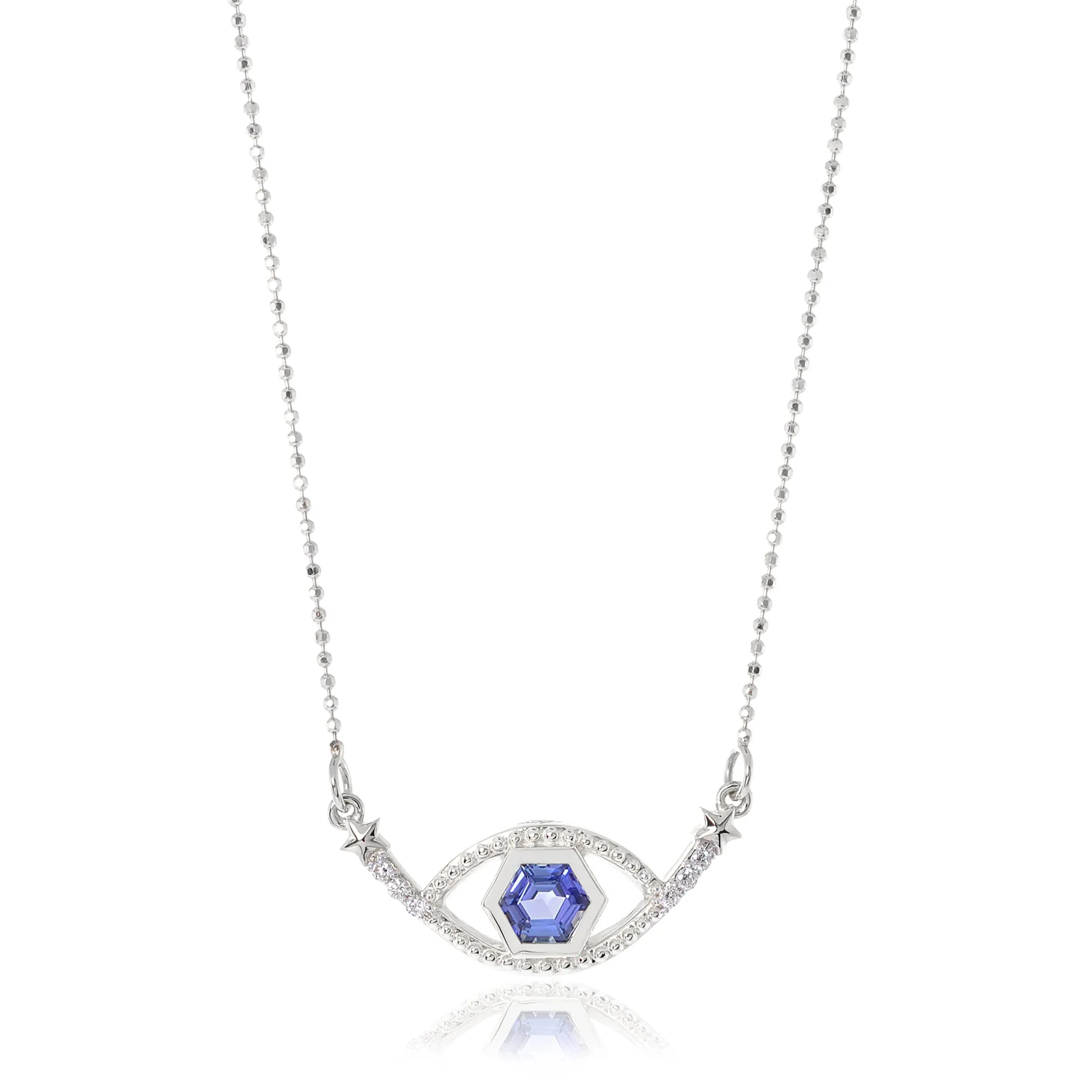 Honeycomb Gemstone & Diamond 18K Evil Eye Necklace