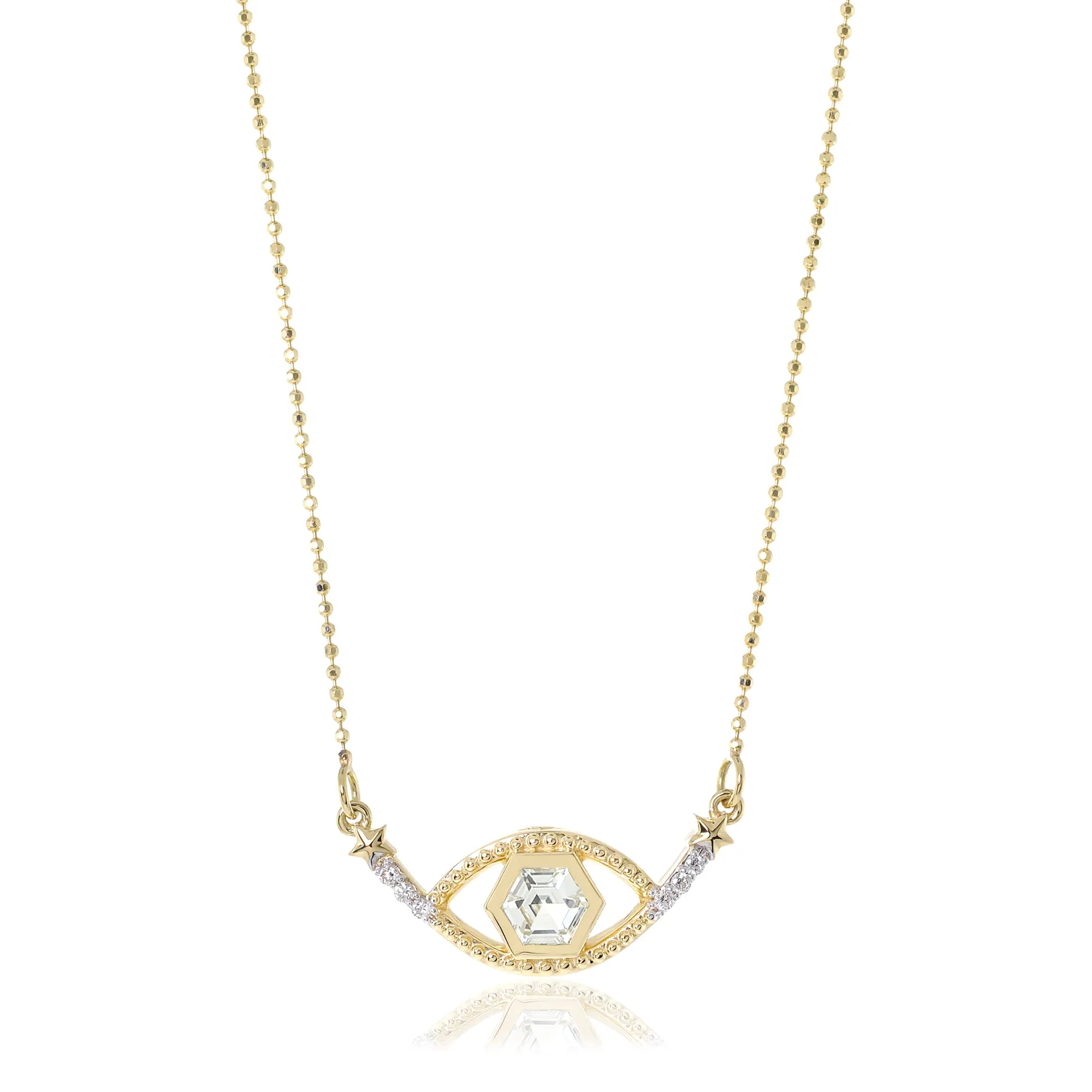 Honeycomb Gemstone & Diamond 18K Evil Eye Necklace