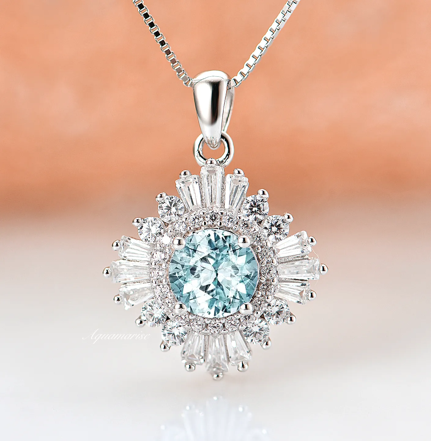 Joelle Aquamarine Necklace- Sterling Silver