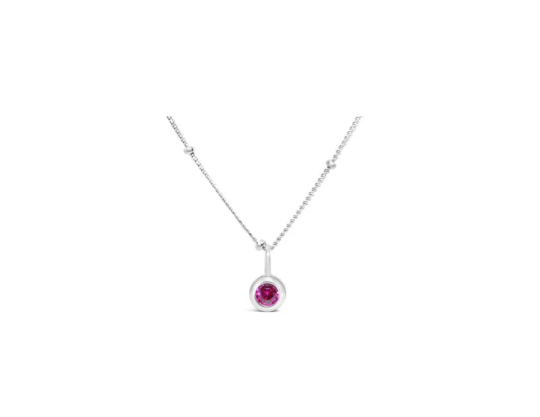 July Birthstone Necklace - Silver