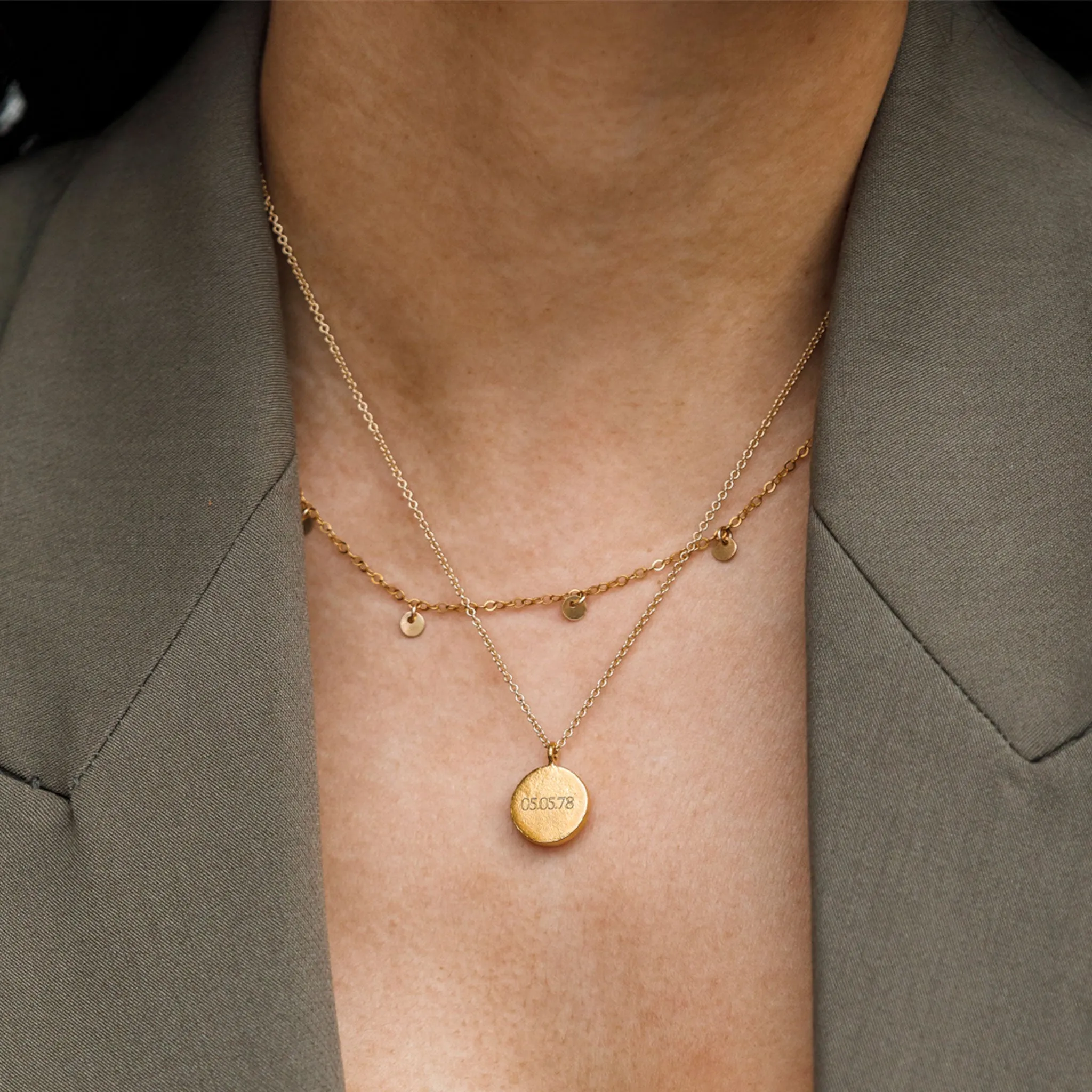 July Ruby Mini Sundial Birthstone Necklace