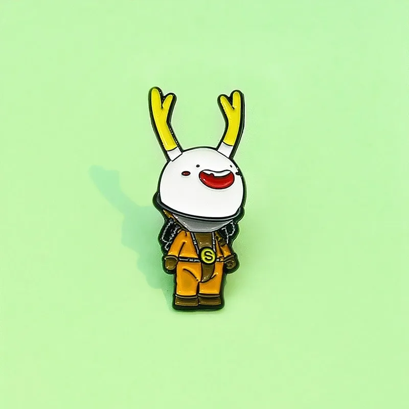 Kawaii Cartoon Antlers Head Brooch