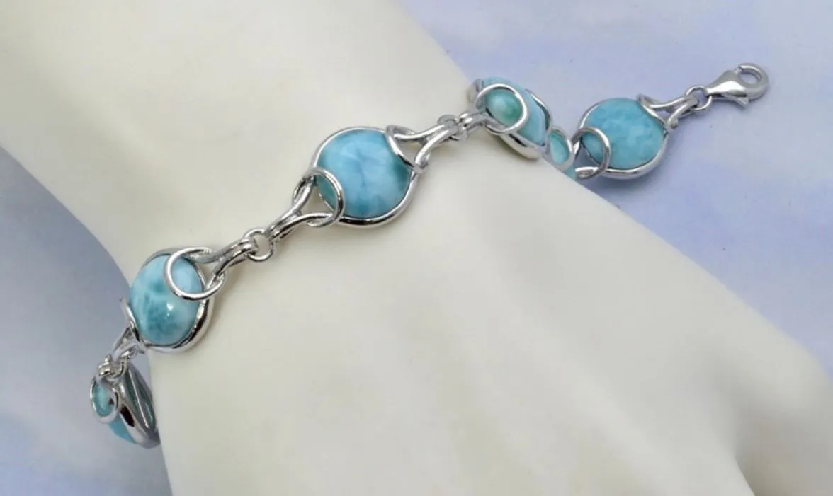 Larimar Six 10mm Round Bracelet