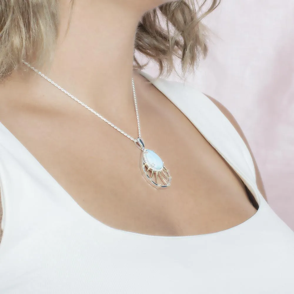 Larimar Solar Sun Rays Pendant