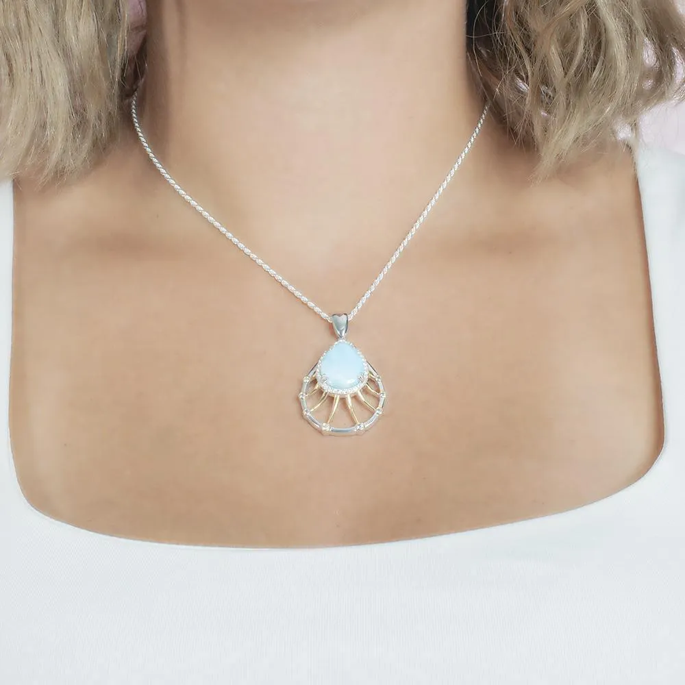 Larimar Solar Sun Rays Pendant