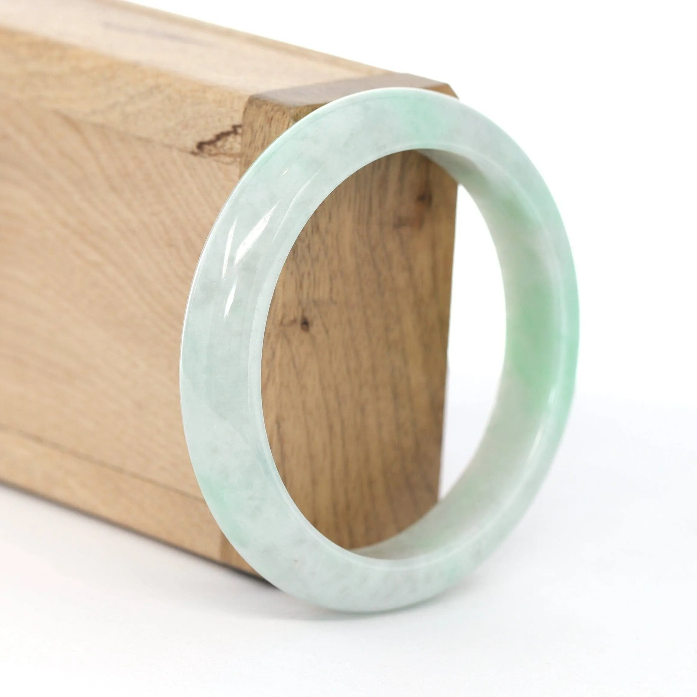 Lavender- Green Natural Genuine Burmese Jadeite Jade Bangle ( 56.14 mm ) #608