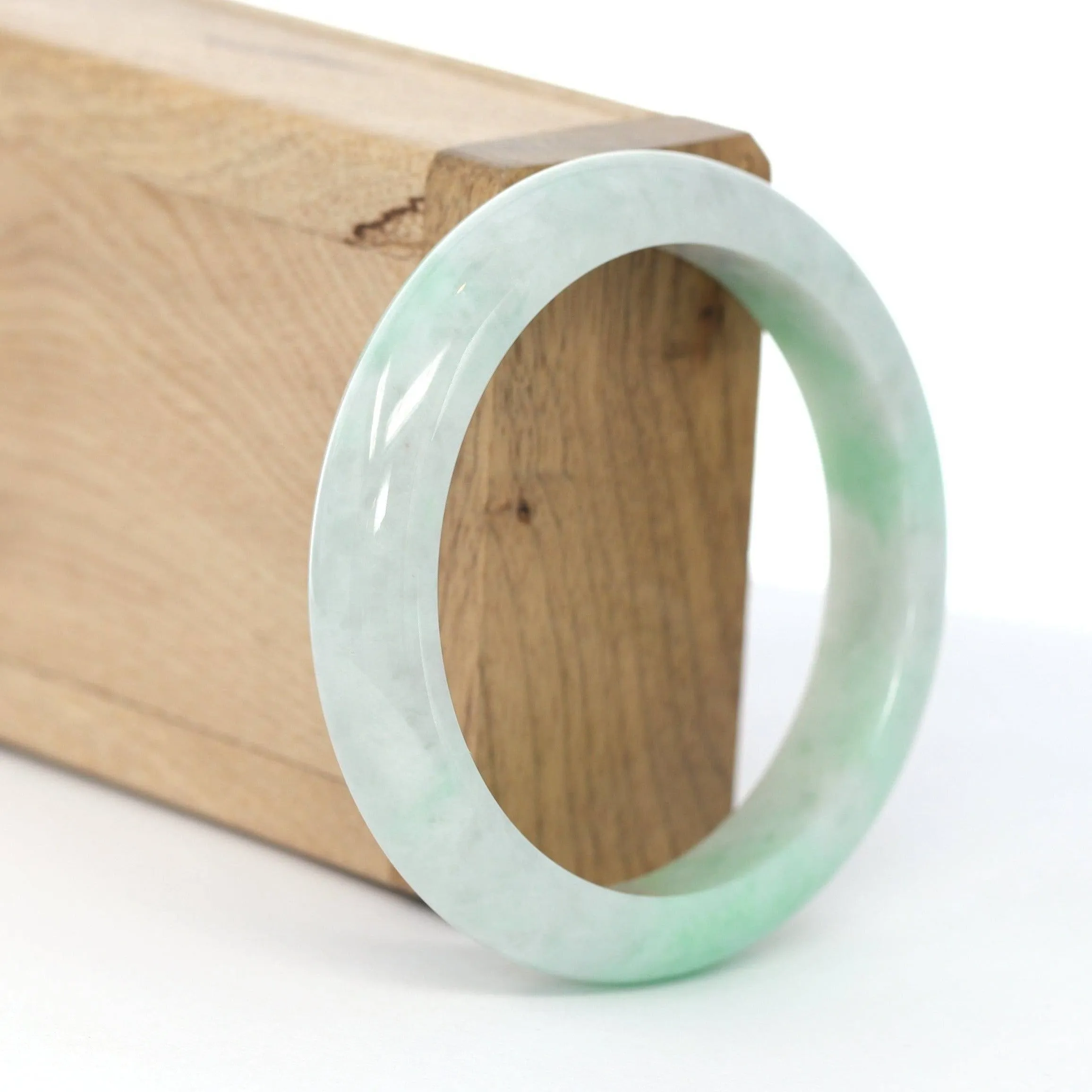 Lavender- Green Natural Genuine Burmese Jadeite Jade Bangle ( 56.14 mm ) #608