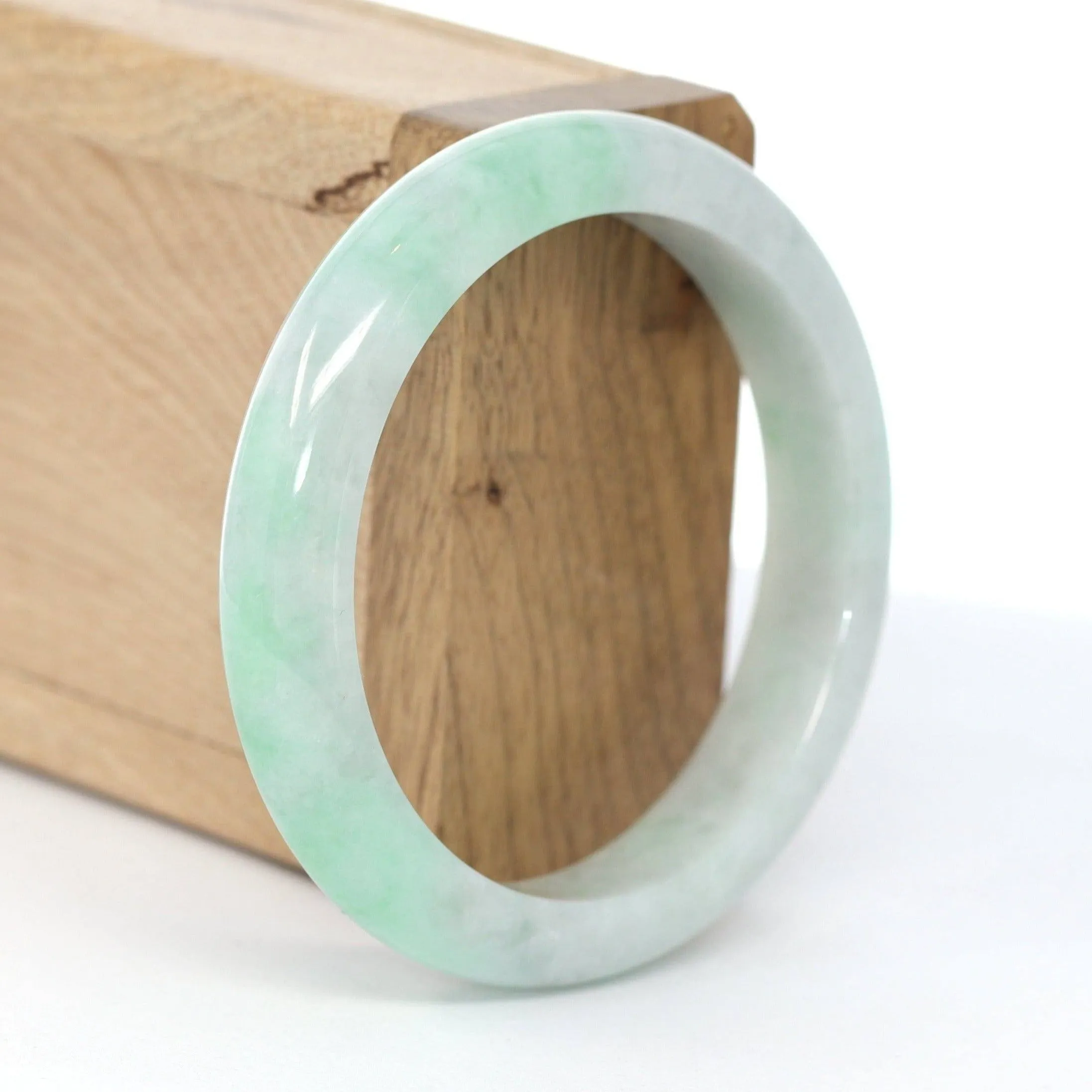 Lavender- Green Natural Genuine Burmese Jadeite Jade Bangle ( 56.14 mm ) #608