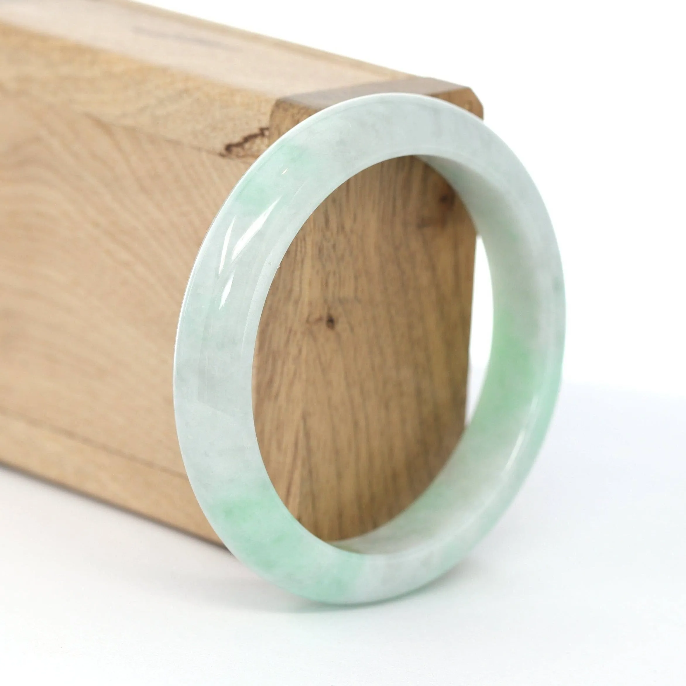 Lavender- Green Natural Genuine Burmese Jadeite Jade Bangle ( 56.14 mm ) #608