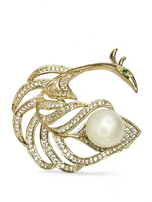 LEAF BROOCH WITH SOUTH SEA PEARL