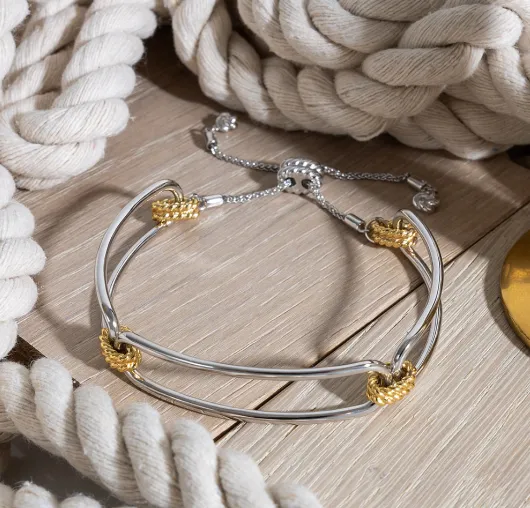 Marina Rope Bar Link Golden Toggle Bracelet