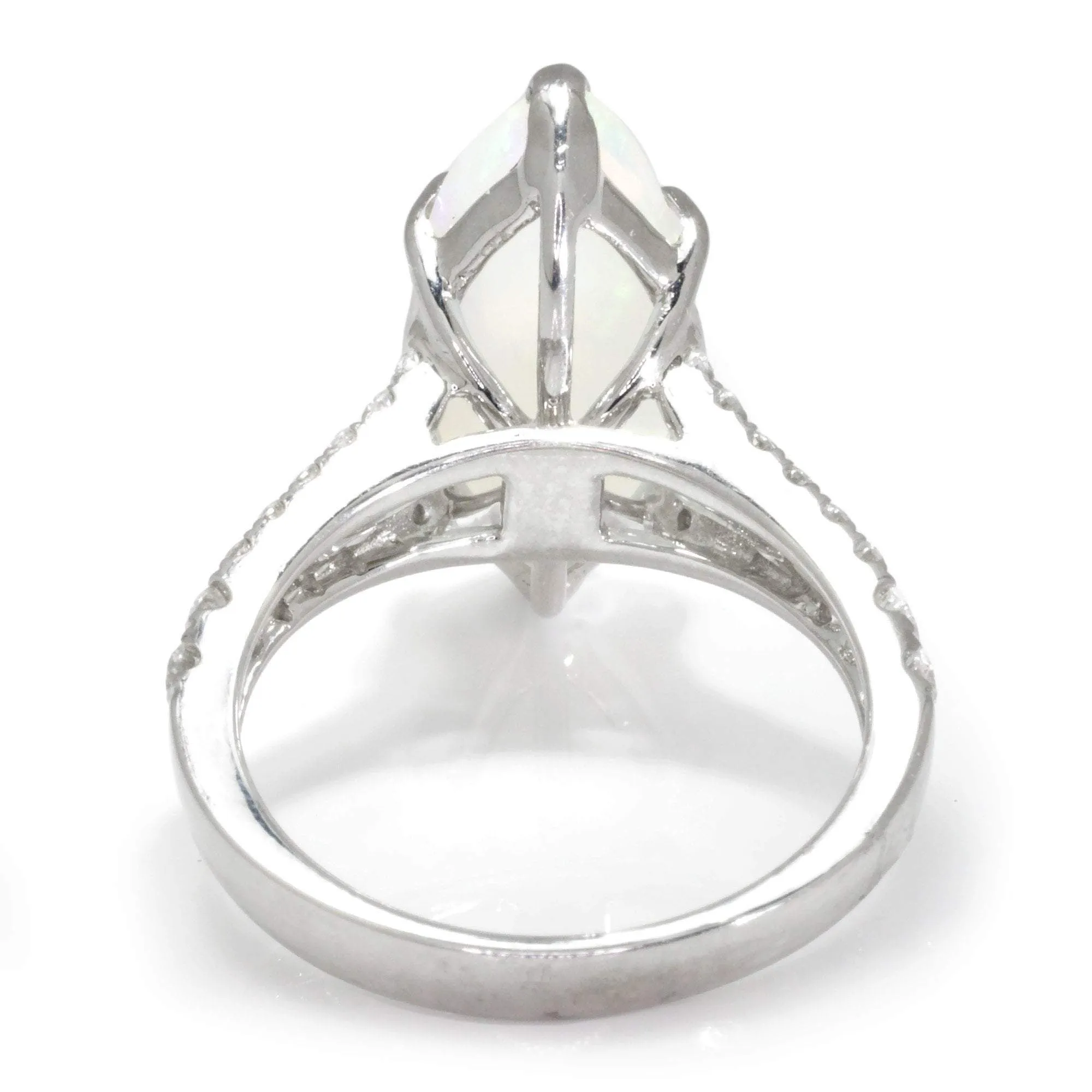 Marquise Split Shank Opal Ring with Diamonds 18K 3.83ctw