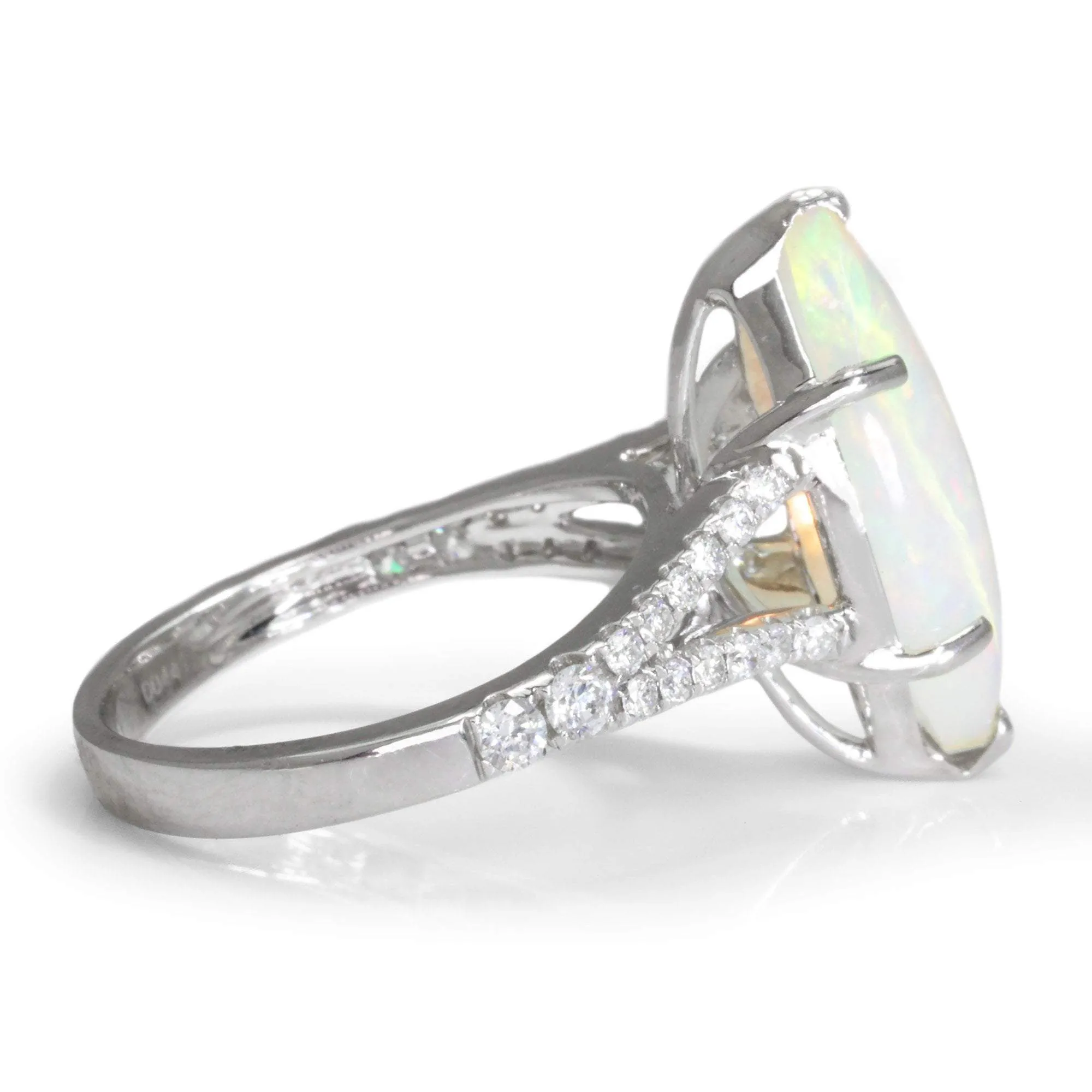 Marquise Split Shank Opal Ring with Diamonds 18K 3.83ctw