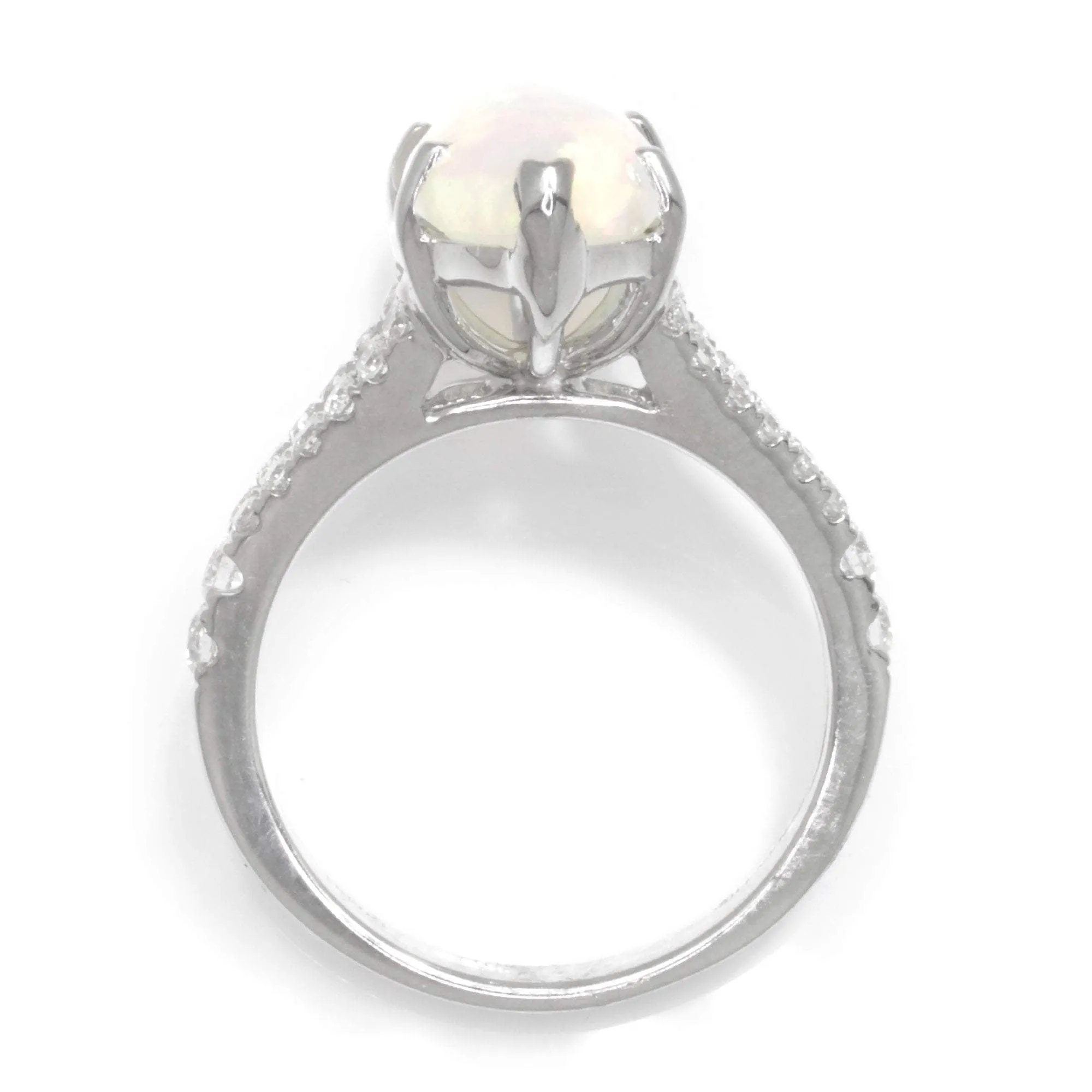 Marquise Split Shank Opal Ring with Diamonds 18K 3.83ctw