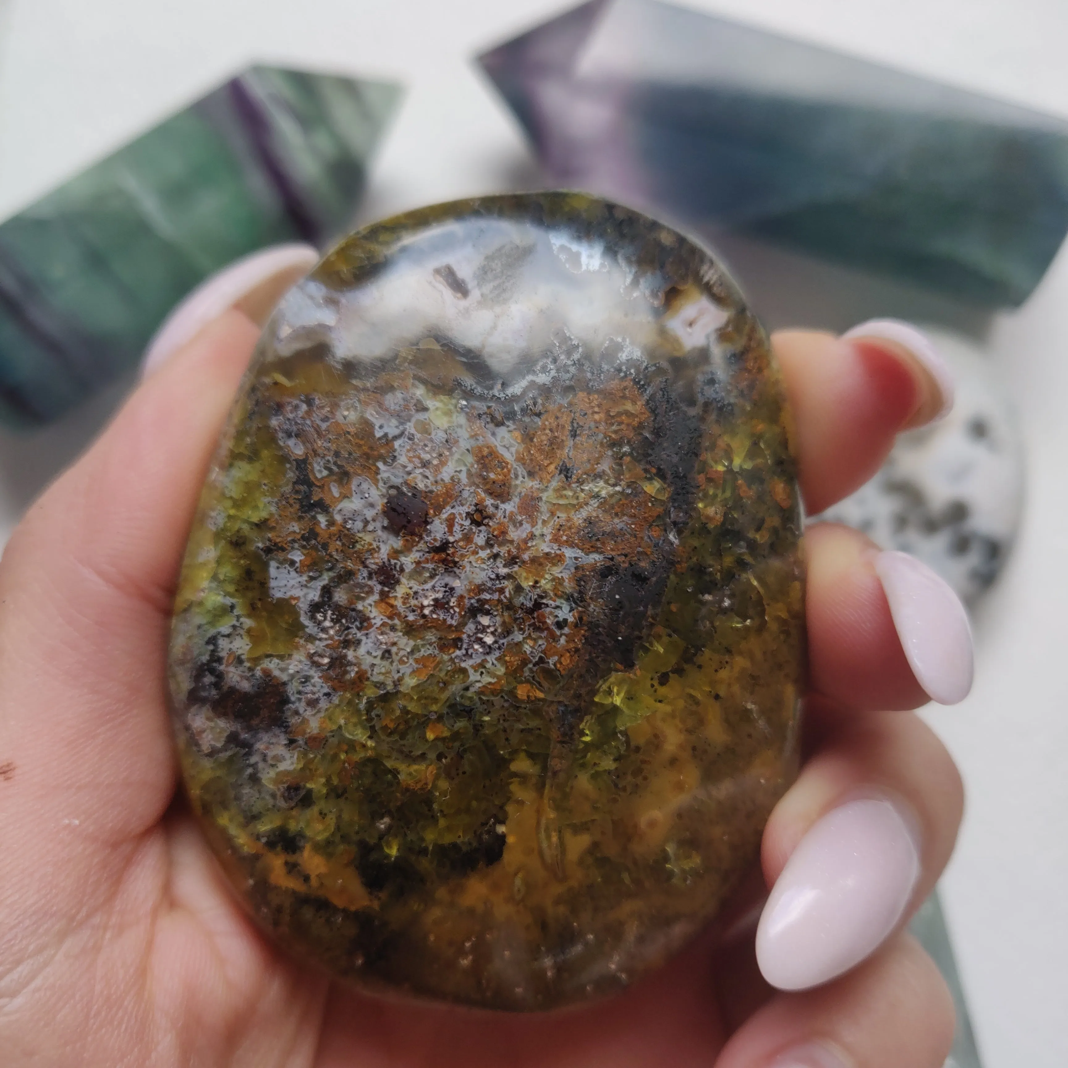 Matrix Green Opal Palm Stone (#2)