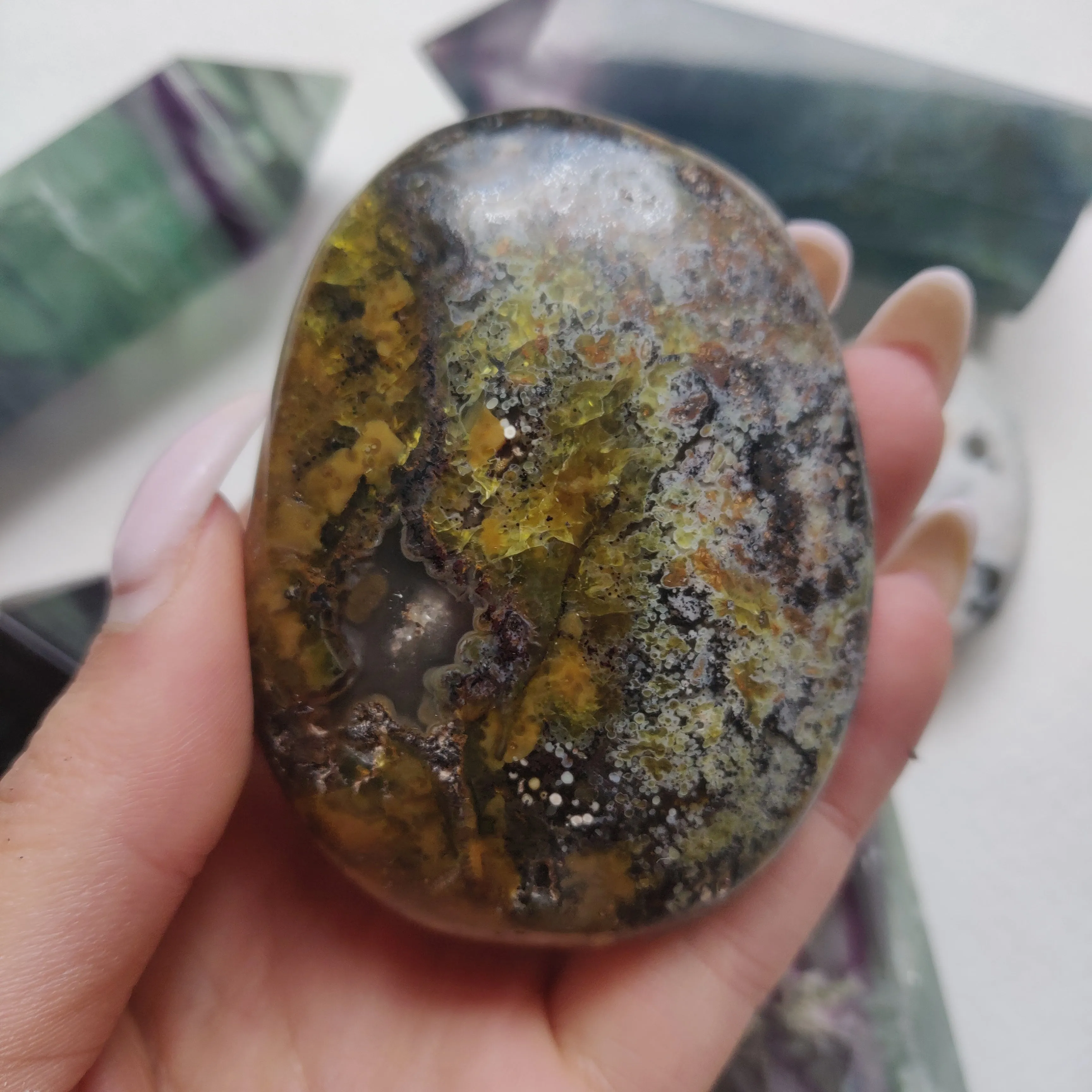Matrix Green Opal Palm Stone (#2)