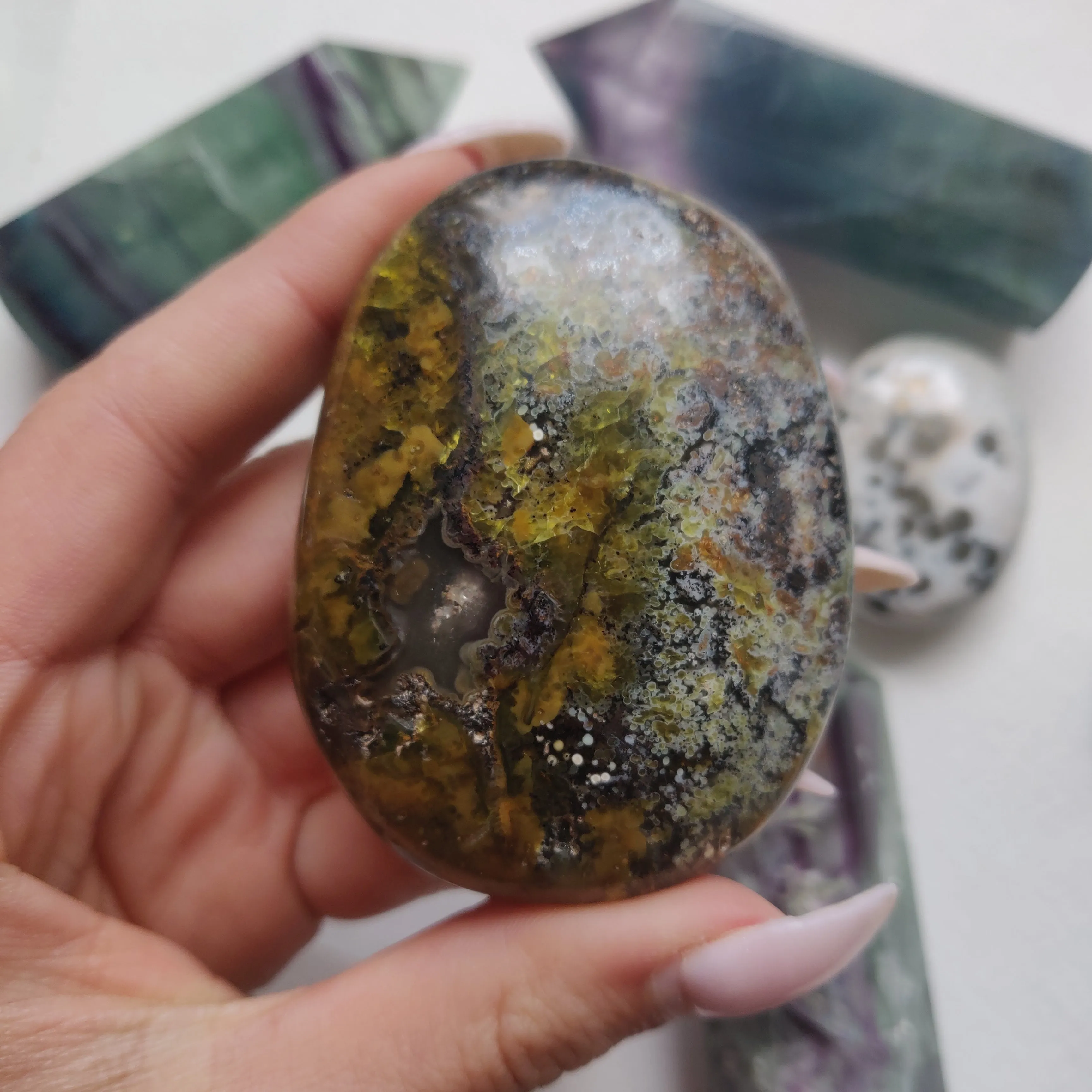 Matrix Green Opal Palm Stone (#2)