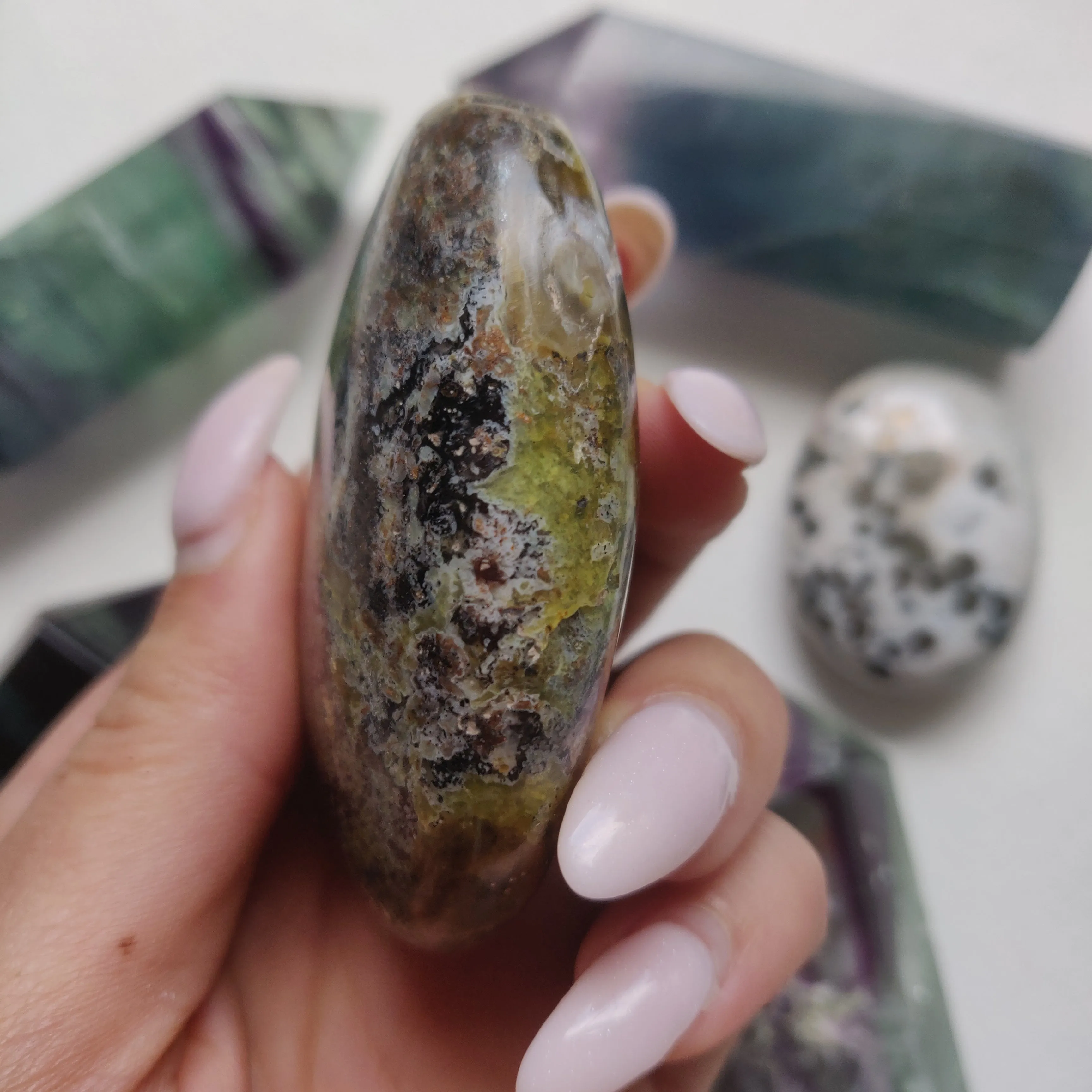 Matrix Green Opal Palm Stone (#2)