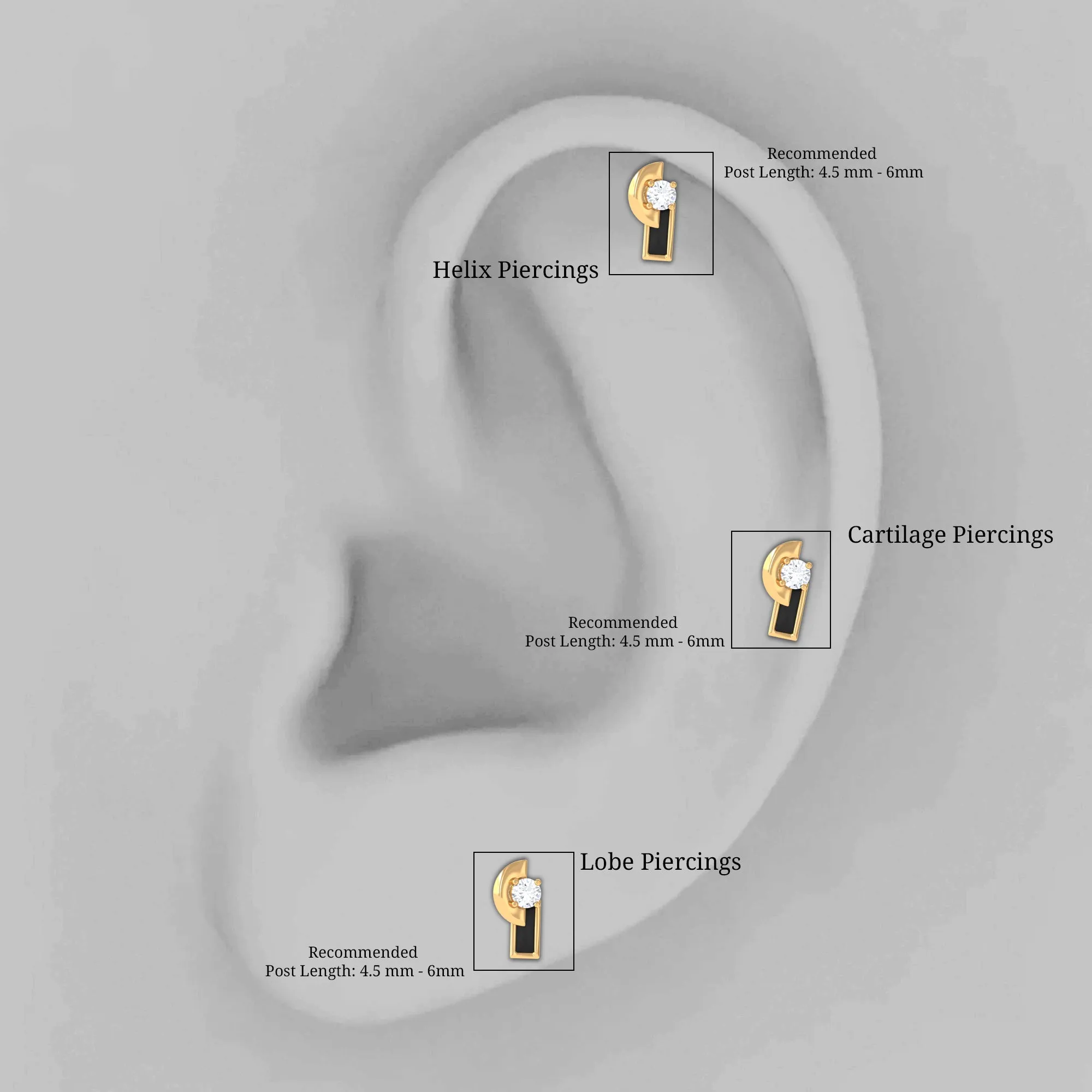 Minimalist Diamond and Black Enamel Tragus Earring