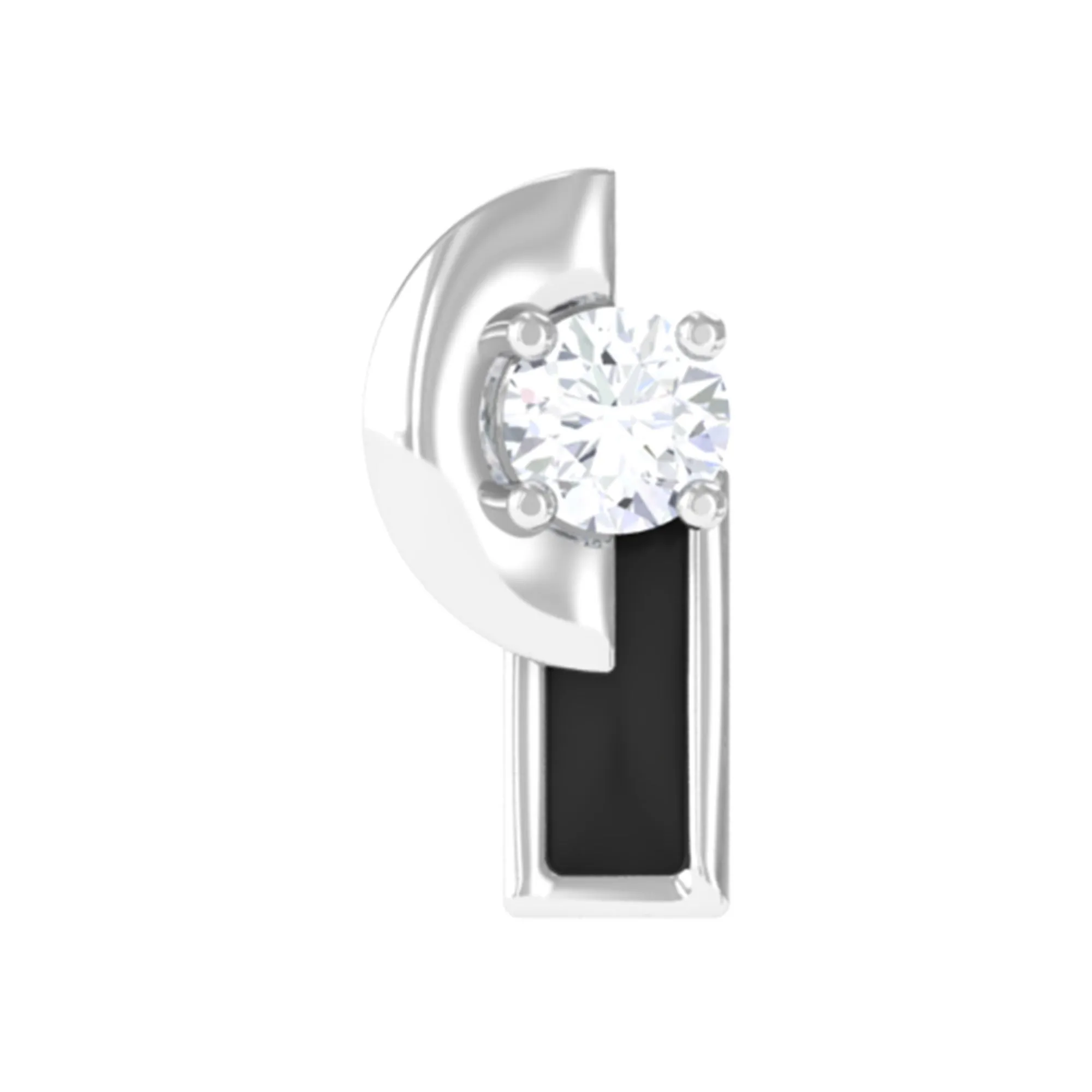 Minimalist Diamond and Black Enamel Tragus Earring