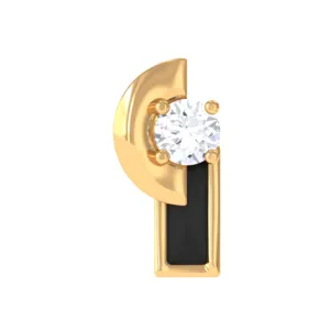 Minimalist Diamond and Black Enamel Tragus Earring
