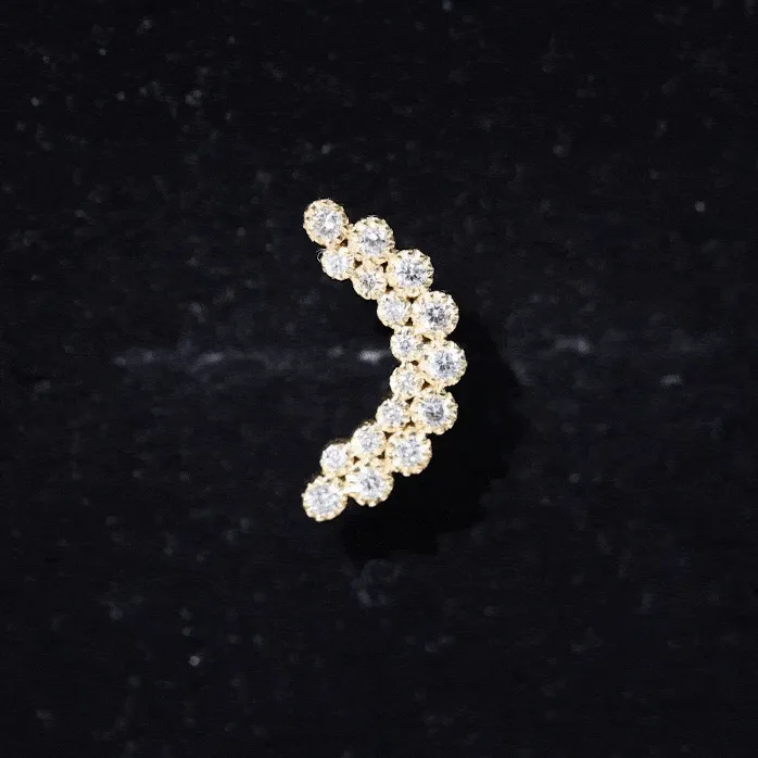 Moissanite Curved Helix Earring in Milgrain Bezel Setting