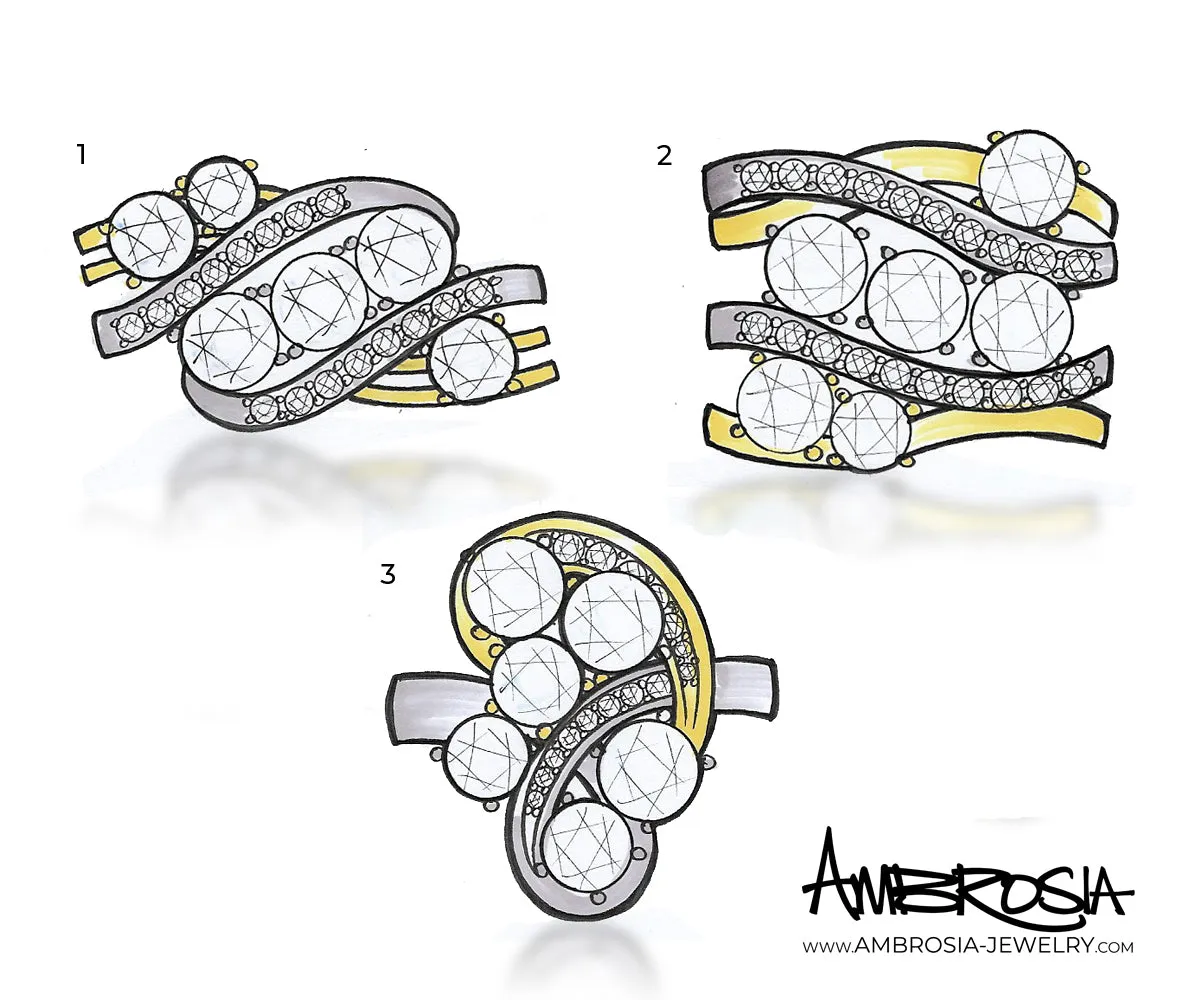 Multi-Row Weave Diamond Wedding Ring Redesign