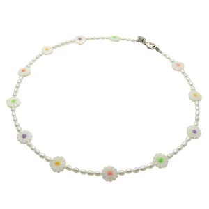 Multicolour Daisy Charm Freshwater Pearl Necklace