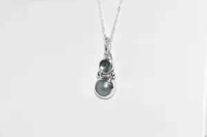 One of a Kind | Handmade Sterling Silver Pearl and Aquamarine Double Stone Pendant