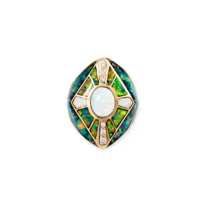 OPAL   BLUE GREEN OPAL INLAY KITE SHIELD RING