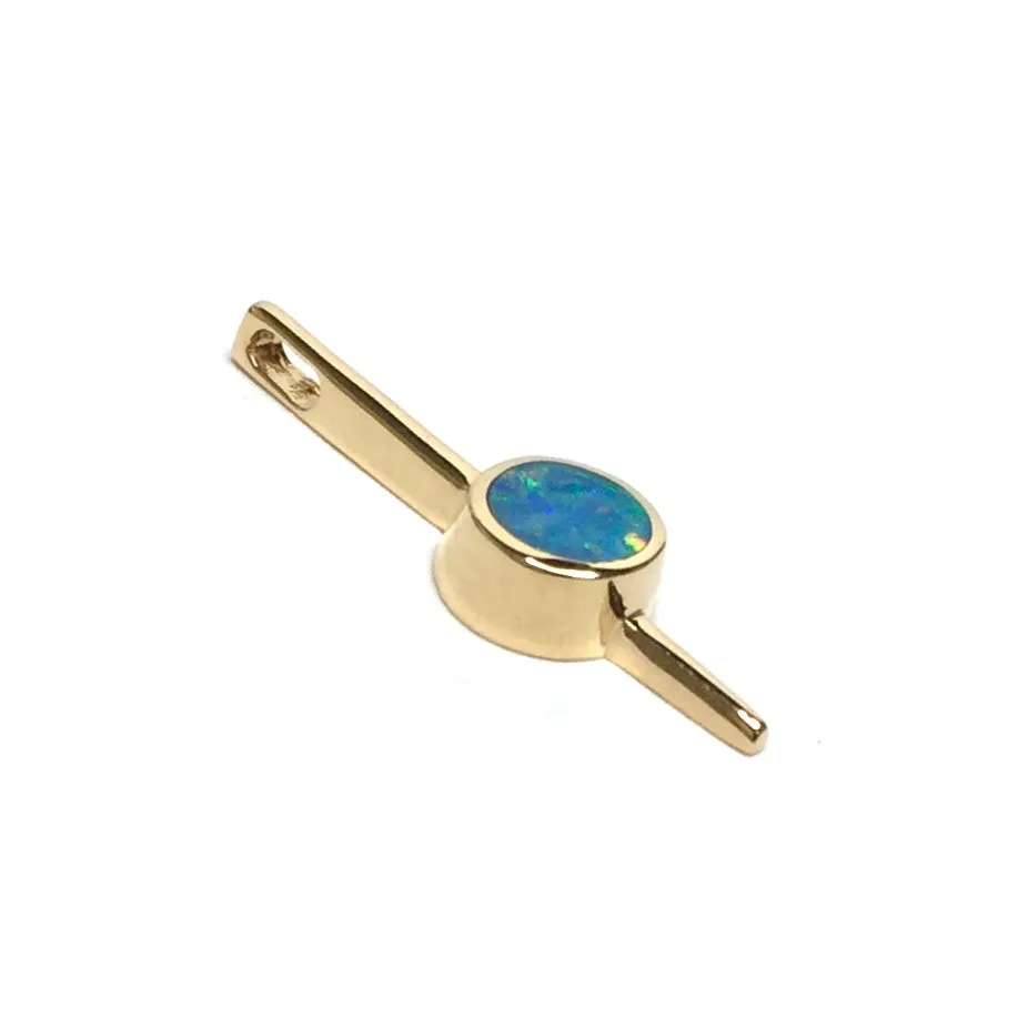 Opal Pendant Round Inlaid Bar Design