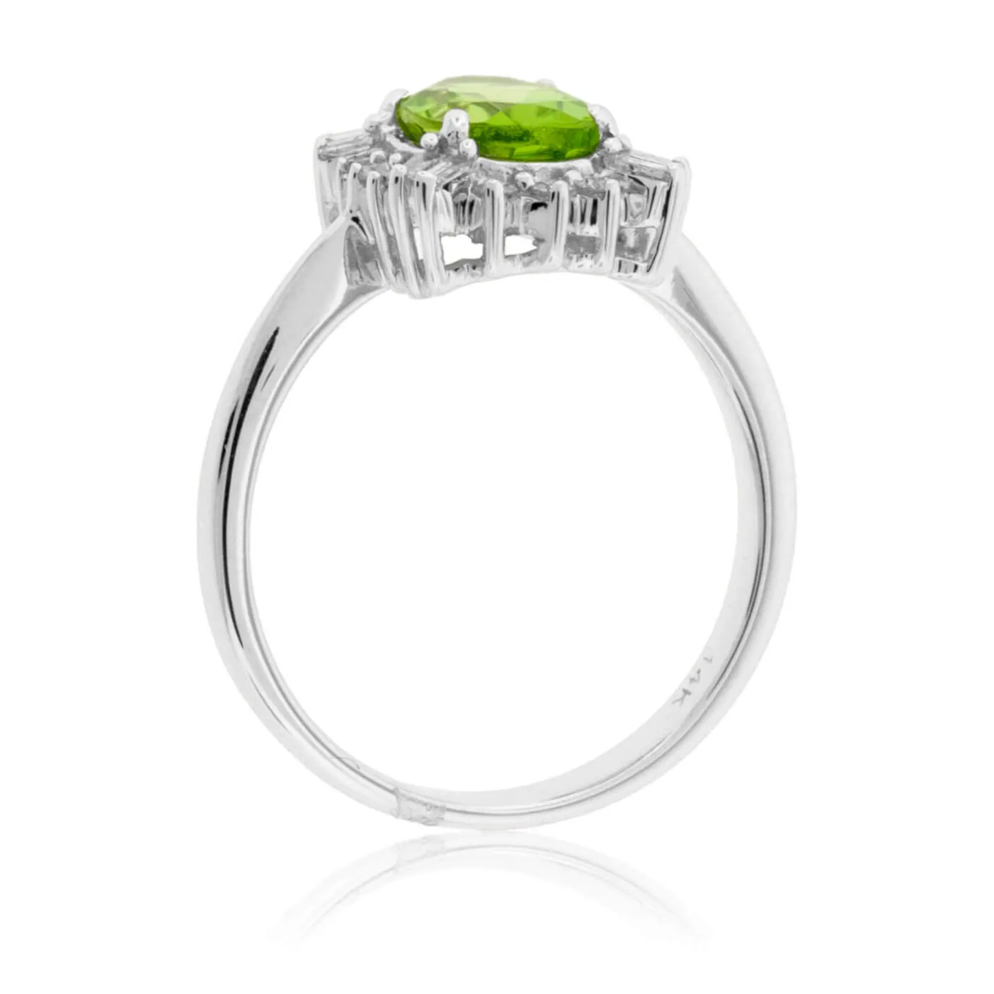 Oval Shaped Peridot and Diamond Halo Ring