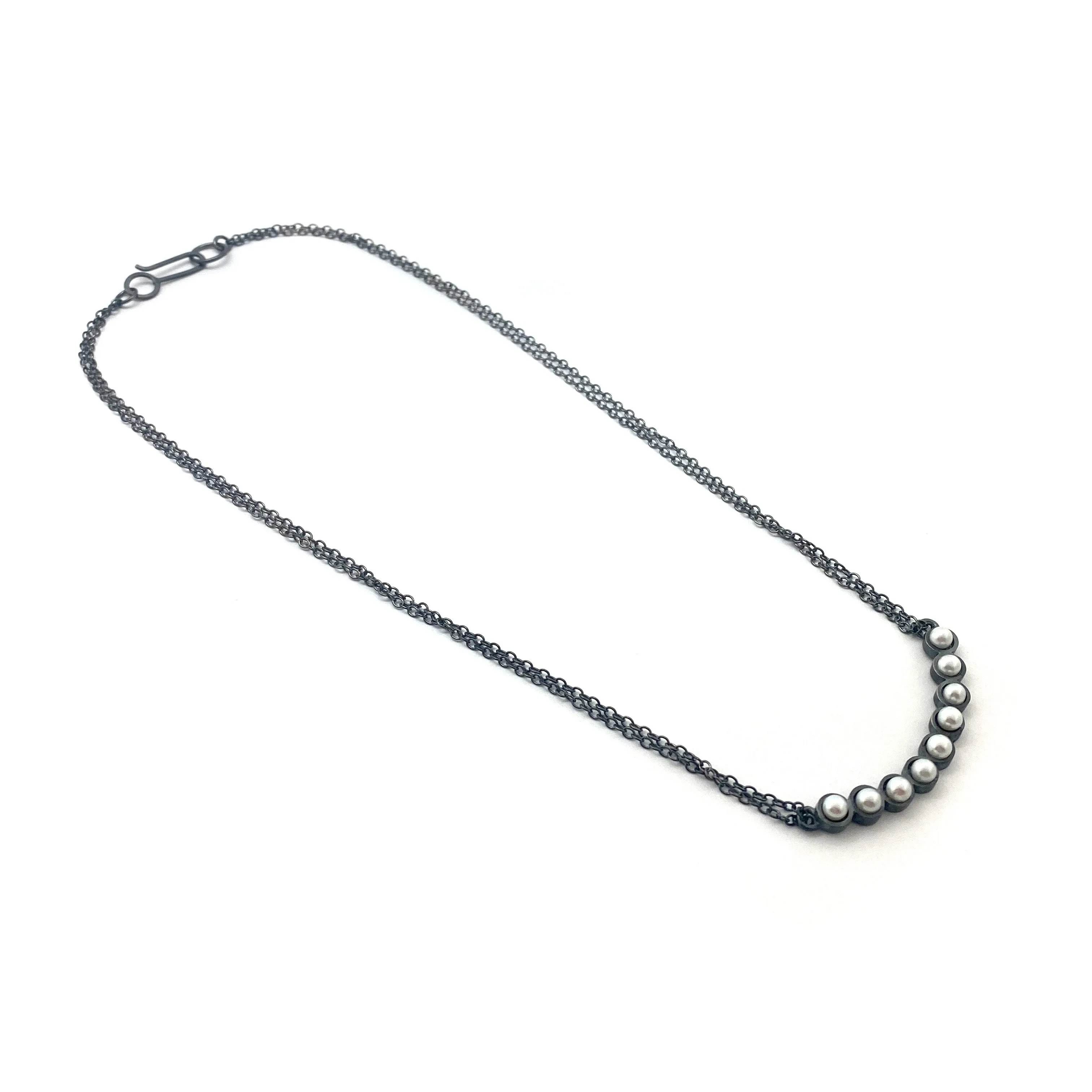 Oxidized Pearl Necklace