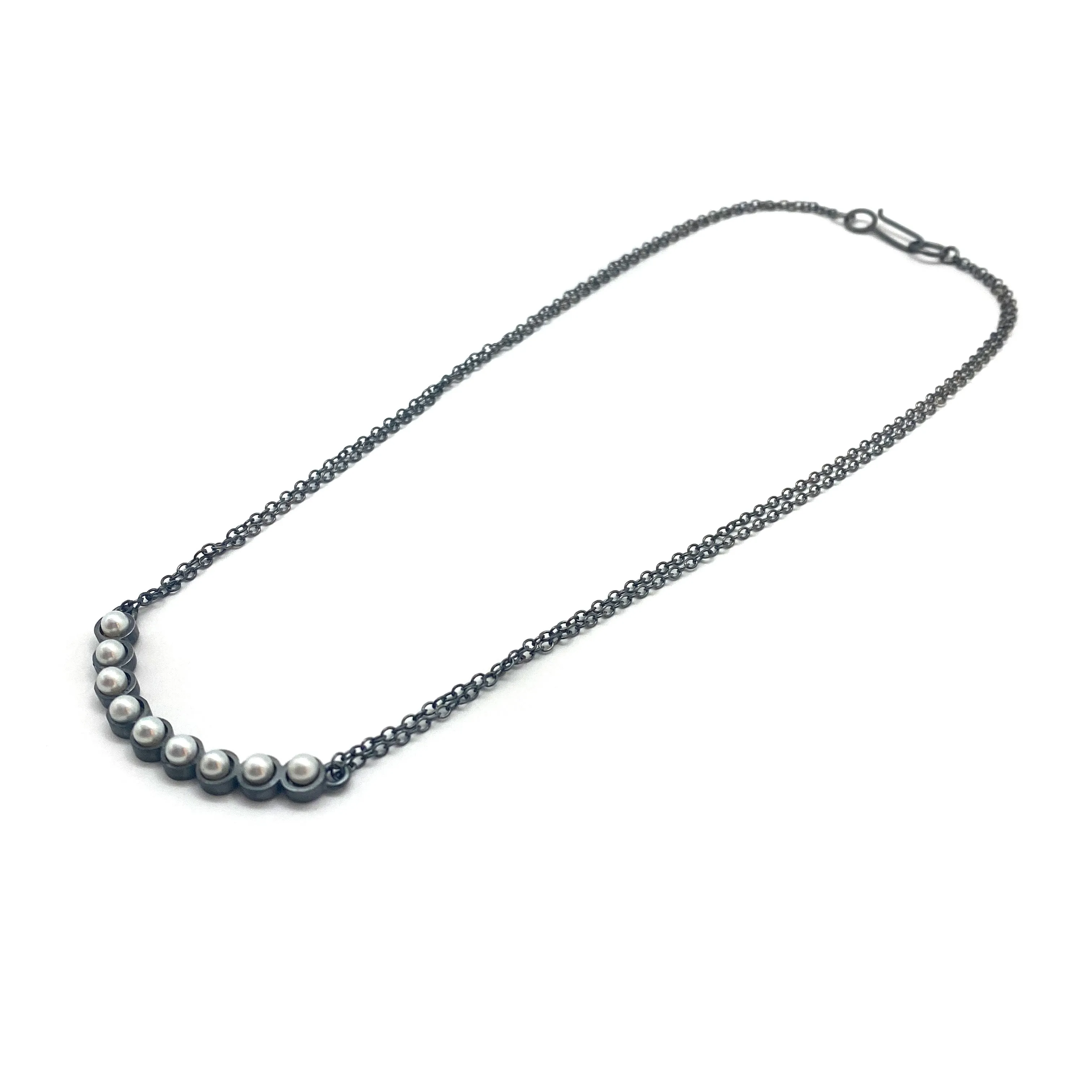 Oxidized Pearl Necklace