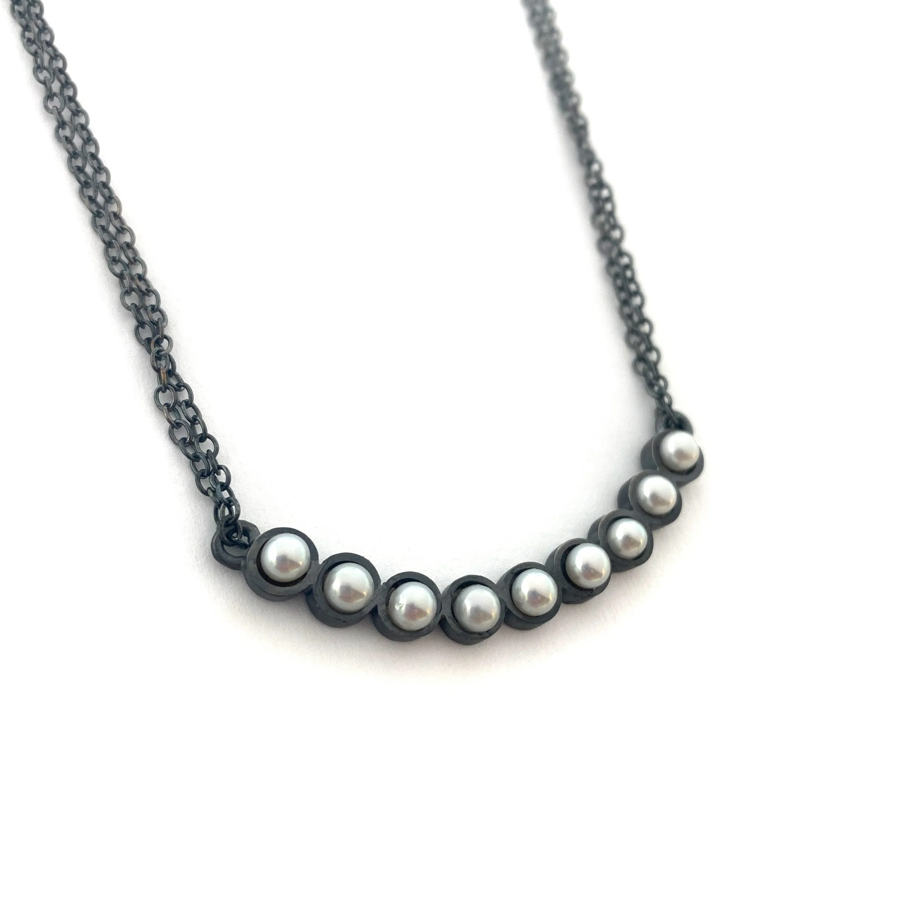 Oxidized Pearl Necklace